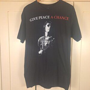 John Lennon Give Peace A Chance Black Graphic T Shirt Sz Large